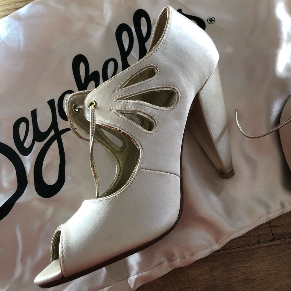 Satin Champagne Peeptoe Heels
